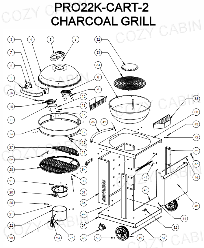 Pro Charcoal Cart Kettle Grill (PRO22K-CART-2) #PRO22K-CART-2